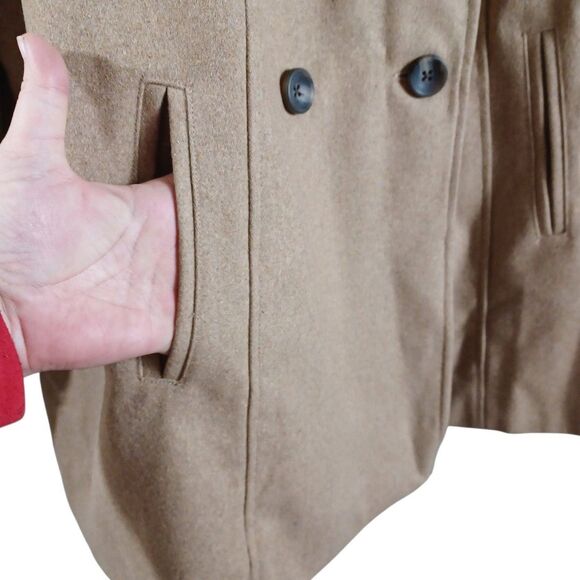 NWT Ava & Viv Camel Wool Blend Peacoat 4X Double Breasted Classic Winter Coat - Picture 4 of 10